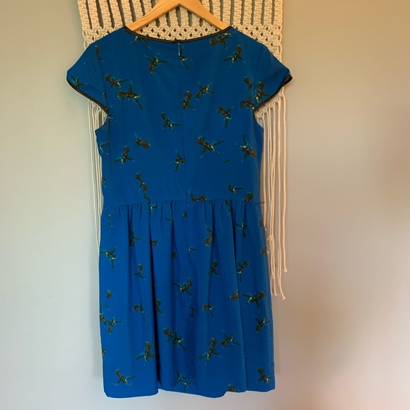 Kensie Blue with Sparrow Print Skater Dress - Picture 12 of 12